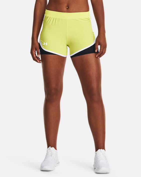 Shorts UA Fly-By 2.0 2 in 1 da donna, Yellow, pdpMainDesktop image number 0